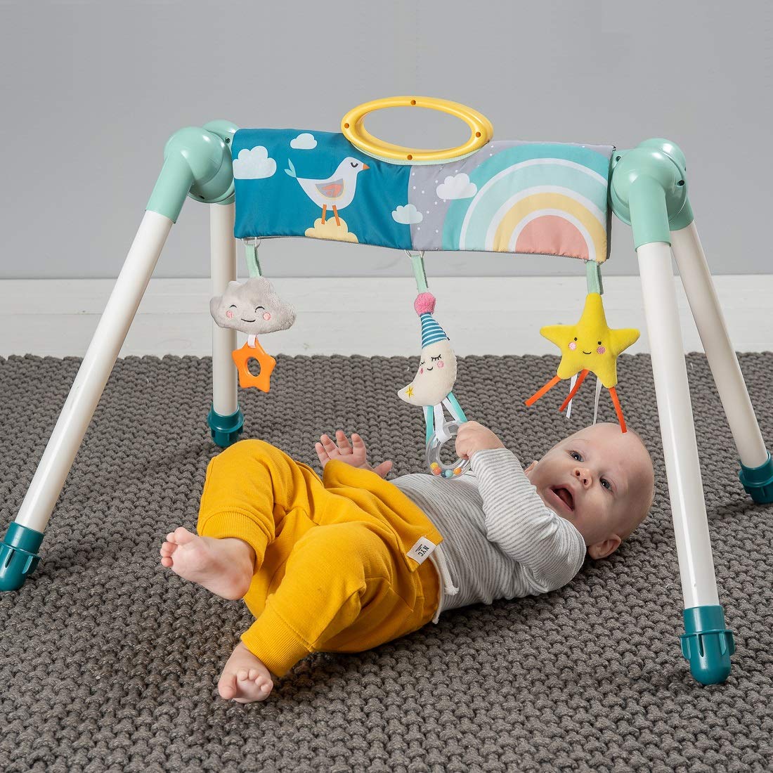 Taf Toys 12525 Mini Moon Activity Gym - Soft Baby Play Mat with Hanging Toys for Newborns & Infants | Interactive Developmental Play Space for Tummy Time & Sensory Stimulation