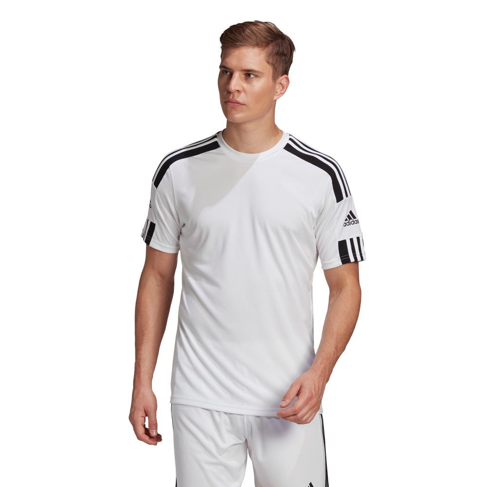 Adidas Adult Squadra 21 Soccer Jersey - White/White - Breathable Performance Shirt for Men - Perfect for Training, Matches & Fan Wear