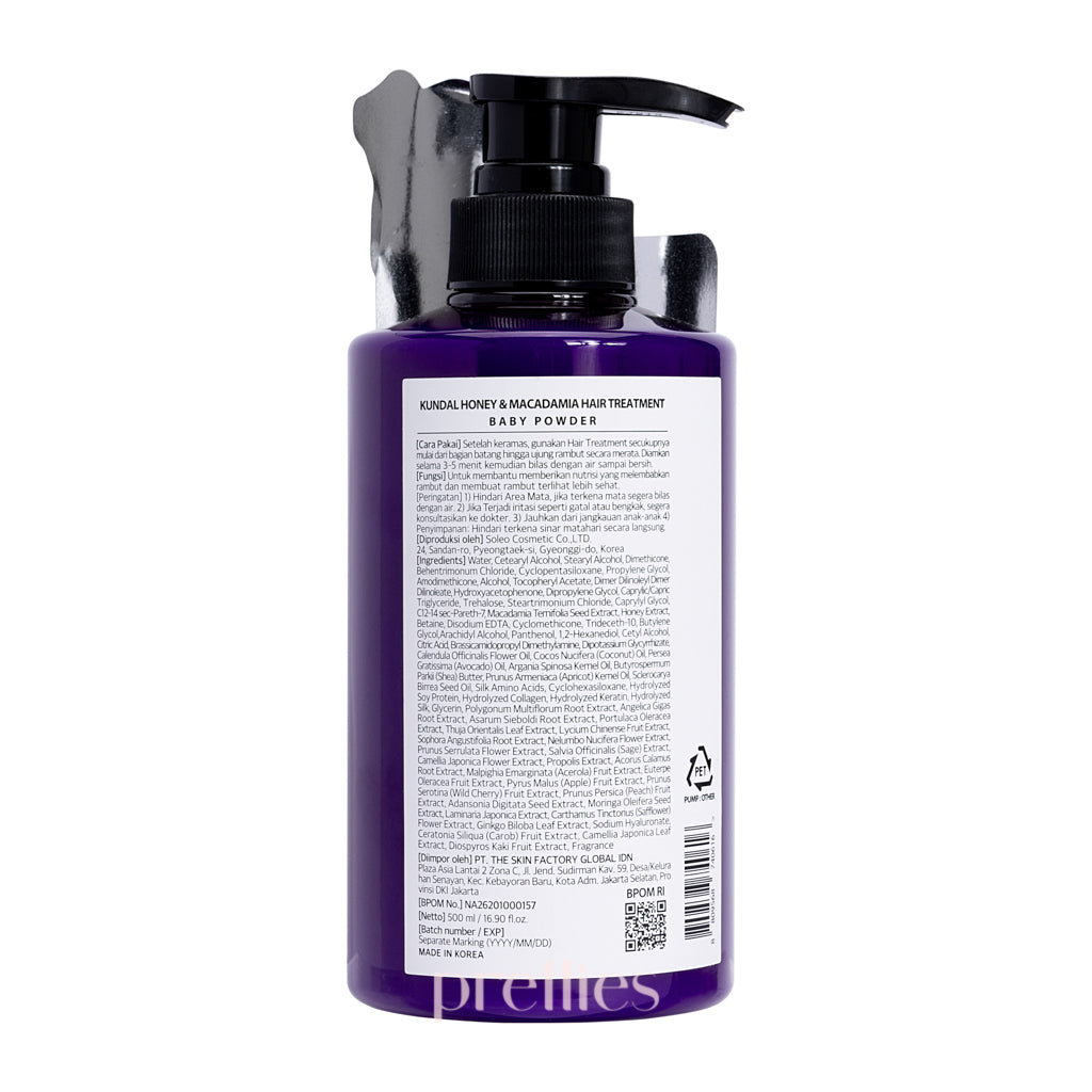 KUNDAL Honey & Macadamia Hair Treatment 500ml - Deep Conditioning Hair Mask for Dry Damaged Hair - Baby Powder Scent - Perfect for Salon & At-Home Hair Care