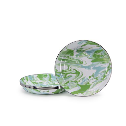 Modern Monet Swirl Pasta Plate Set of 4 - 10 Inch Elegant Dinner Plates for Pasta, Salad & Dessert - Perfect for Dinner Parties, Restaurants & Home Dining