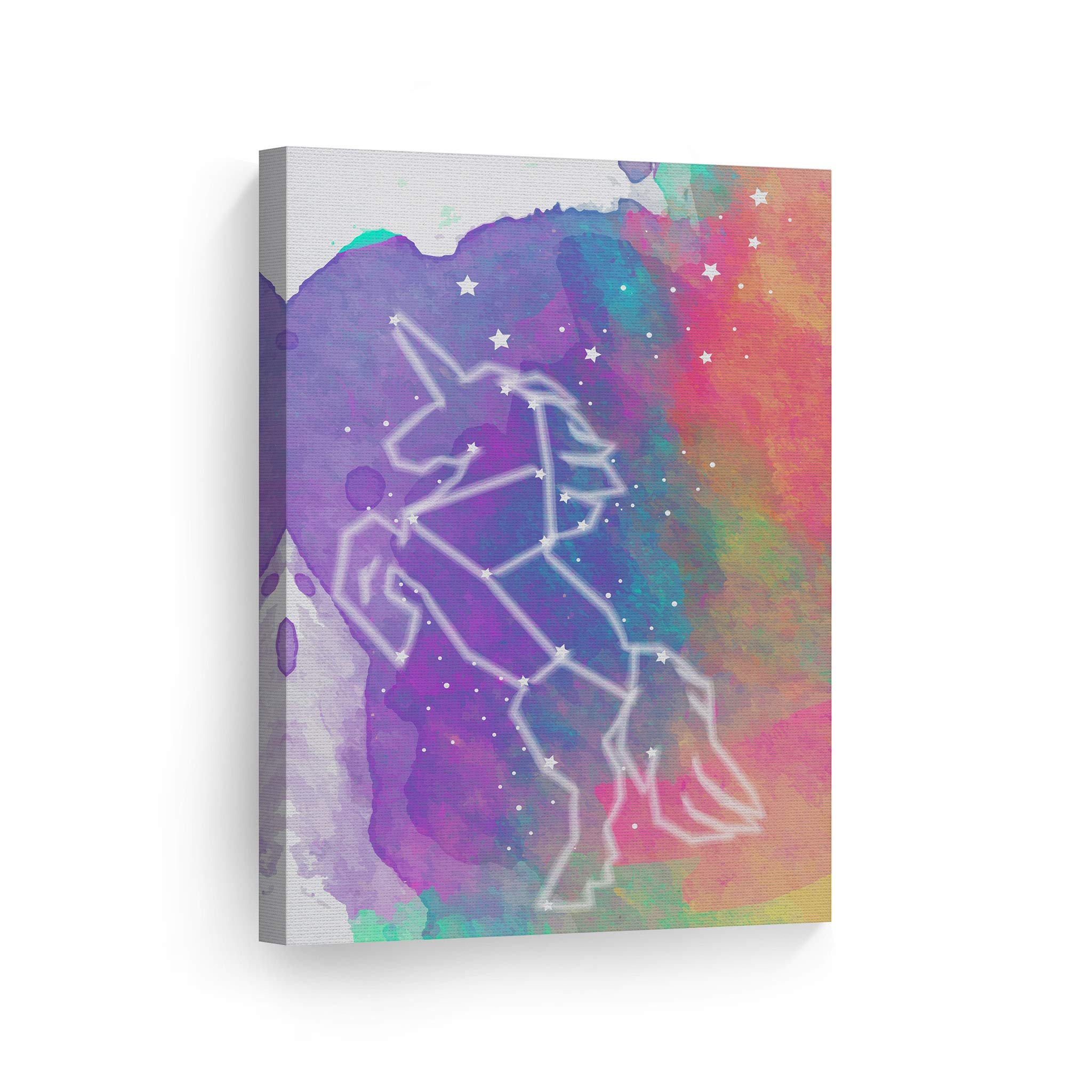Stars and Unicorn Watercolor Canvas Wall Art - 17x11 Inch Ready to Hang Nursery Decor, Kids Room Decor, Baby Gift | Made in USA | Perfect for Bedroom, Playroom & Birthday Presents