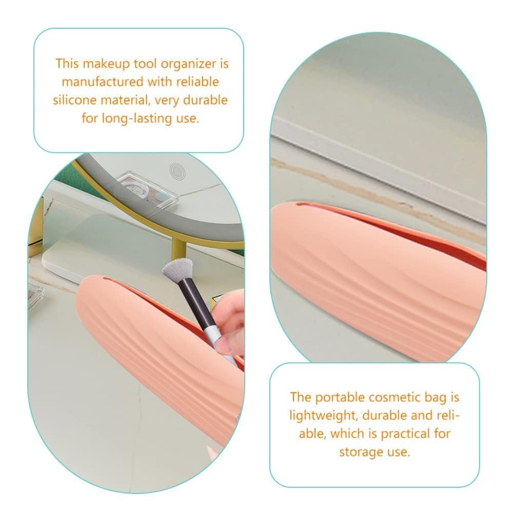 LUPINEZ Silicone Makeup Brush Holder - Portable Travel Makeup Bag with Soft & Sleek Design - Waterproof Cosmetic Brush Organizer Pouch for Home & On-The-Go Use (1 Pack)