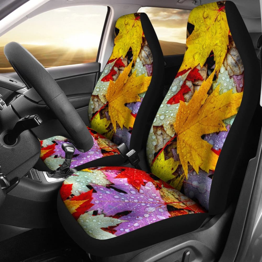 Premium Autumn Leaves Pattern Car Seat Covers - Universal Fit for Cars, SUVs & Trucks - Comfortable & Stylish Interior Upgrade for Fall Season Driving