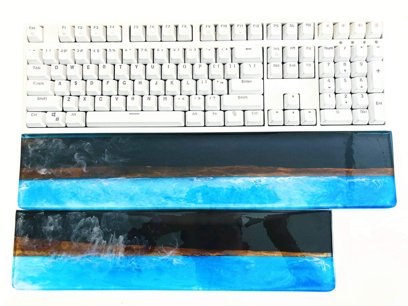 Handmade Artisan Wood Resin Keyboard Wrist Rest Pad - Ergonomic Palm Support for 87/104/108 Key Mechanical Keyboards (44cm for 104/108 Keys) - Perfect for Gaming, Typing & Office Work