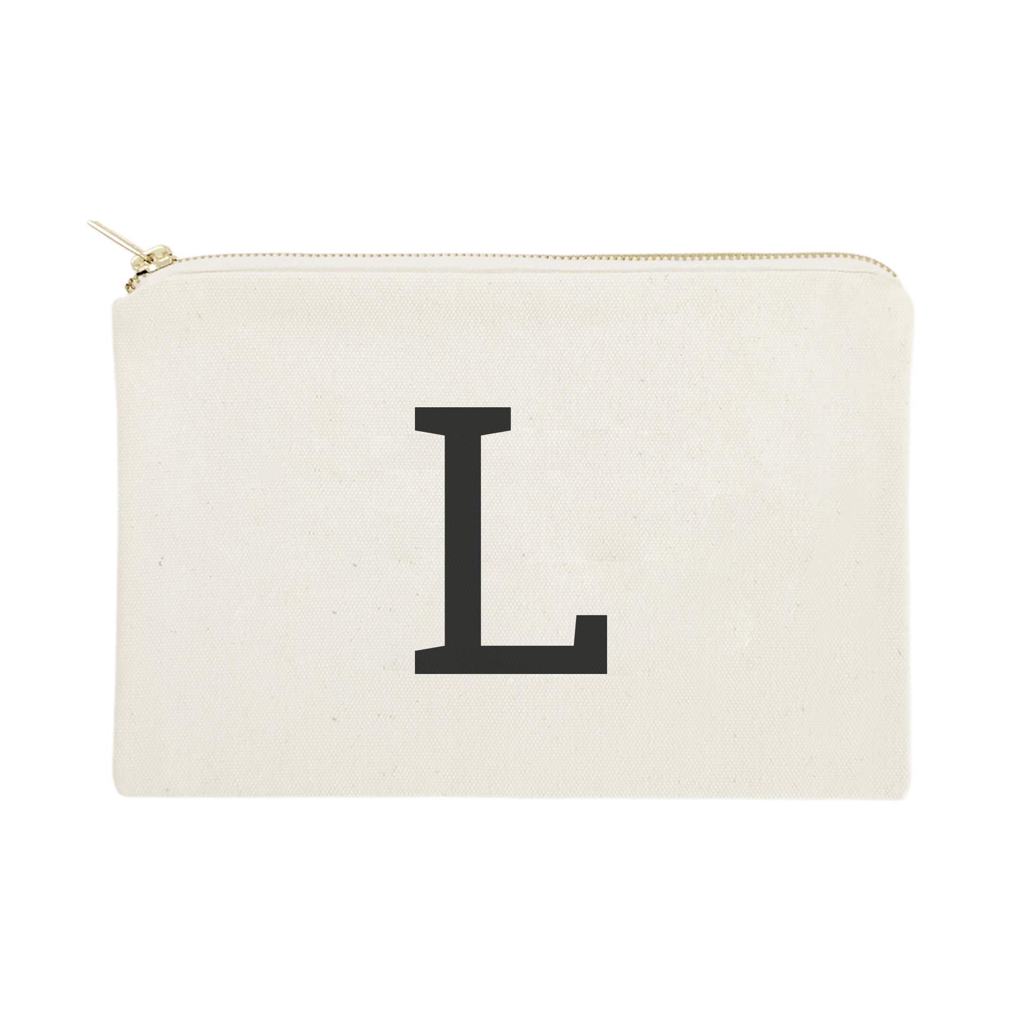 Personalized Monogram Initial L Cosmetic Bag & Travel Makeup Pouch - Cotton Canvas Cosmetic Organizer for Women | Perfect for Travel, Gym & Daily Essentials Storage