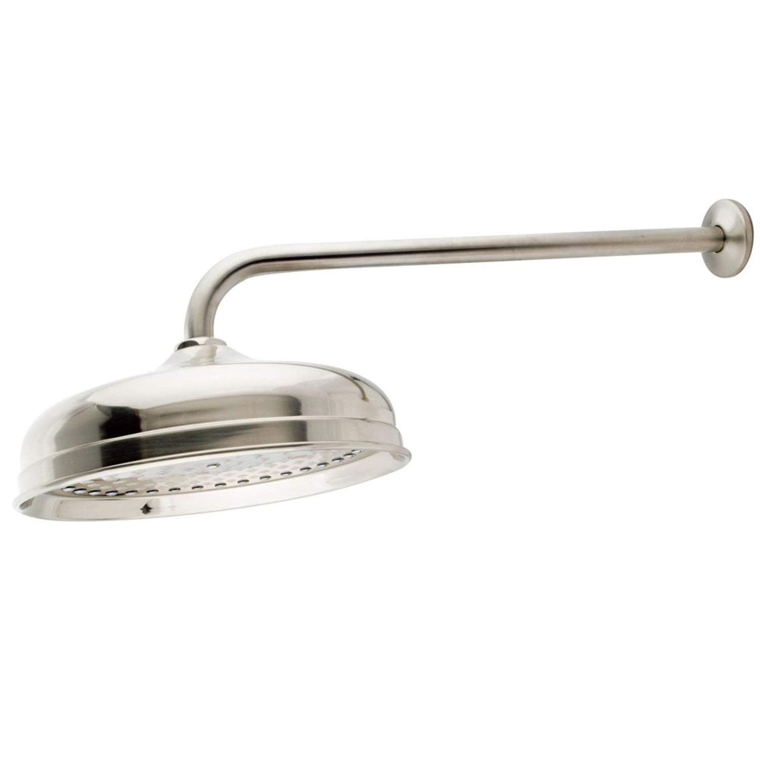 Kingston Brass Victorian 10-Inch Shower Head with 17-Inch Shower Arm in Satin Nickel Finish - Luxury Bathroom Upgrade for Spa-Like Shower Experience