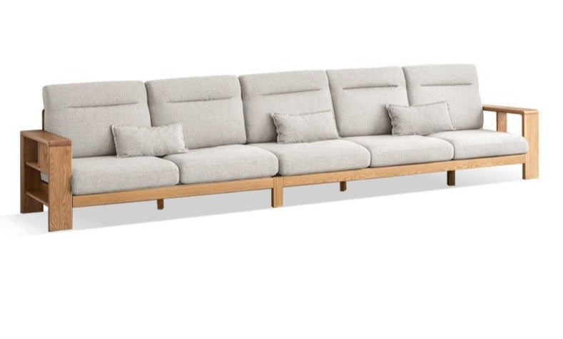 Premium Oak Solid Wood Sectional Sofa Set - Modern L-Shaped Couch with Storage for Living Room, Lounge & Family Room - Durable Hardwood Furniture for Home Decor