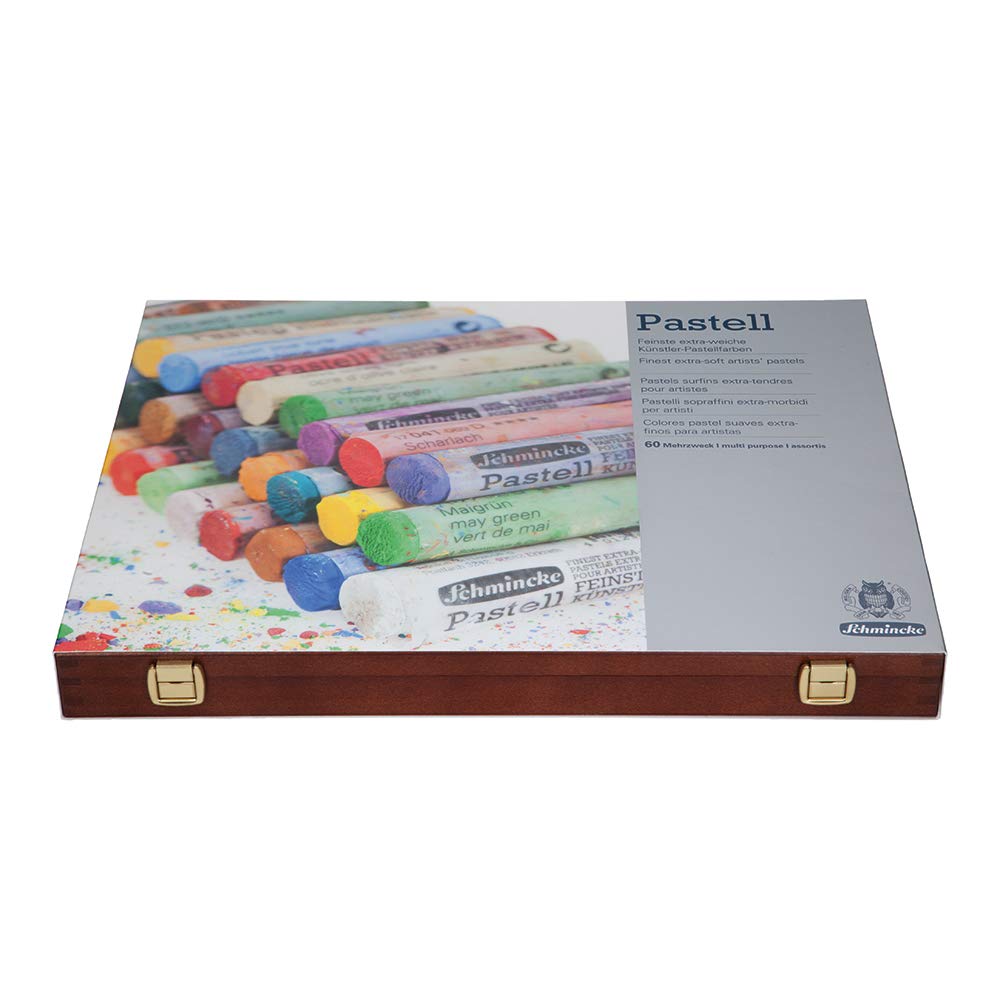 Schmincke 60-Color Pastel Pencil Set in Wooden Box - Handmade, Brilliant & Lightfast Shades for Artists - Perfect for Sketching, Drawing & Professional Artwork