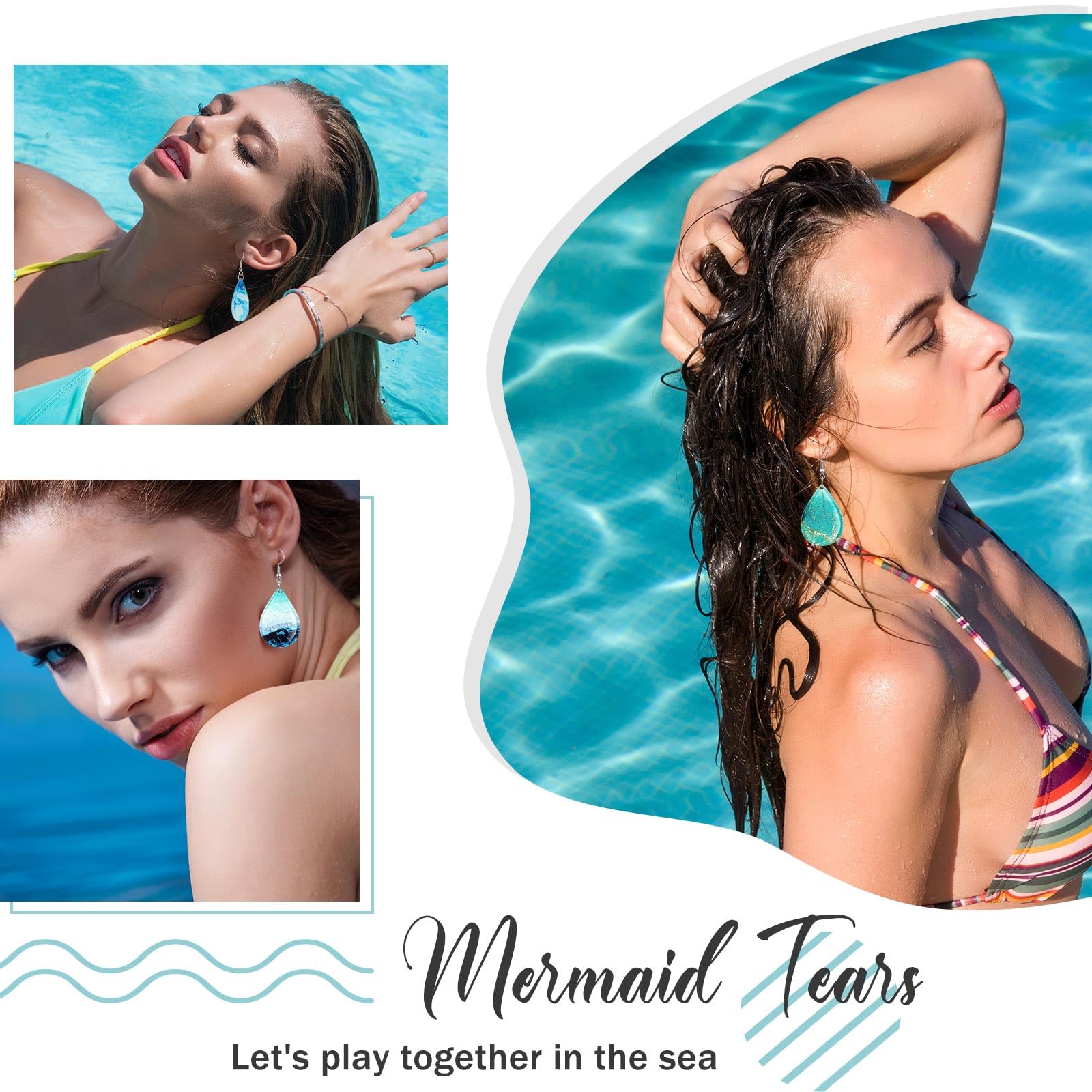 16 Pairs Acrylic Beach Summer Earrings Ocean Teardrop Dangle Earrings Bulk Gift for Women, Perfect for Beach Parties, Vacations, and Summer Outings