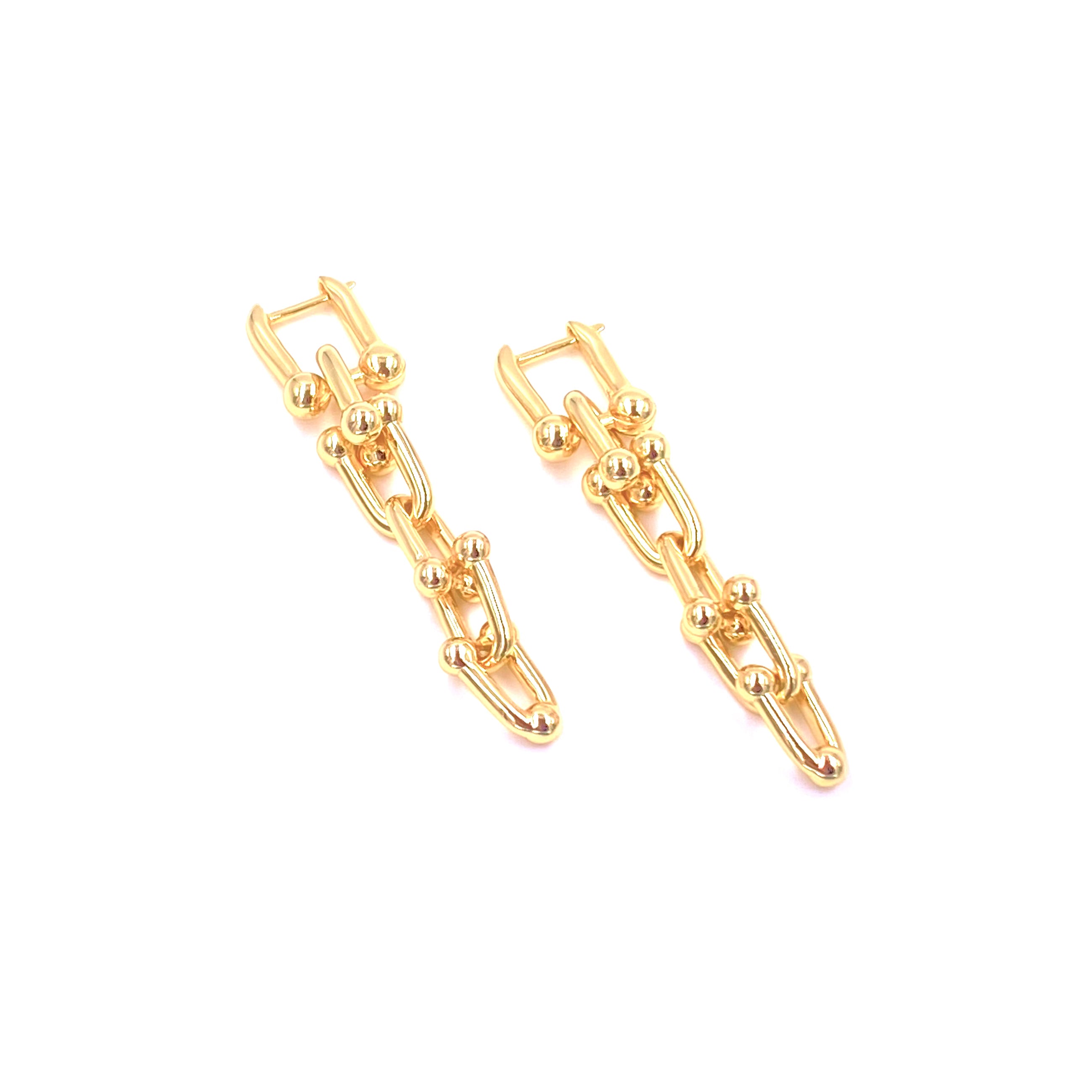 Sterling Silver Gold Plated Bike Chain Drop Earrings for Women - Elegant Dangle Hoop Earrings for Party, Wedding & Everyday Wear