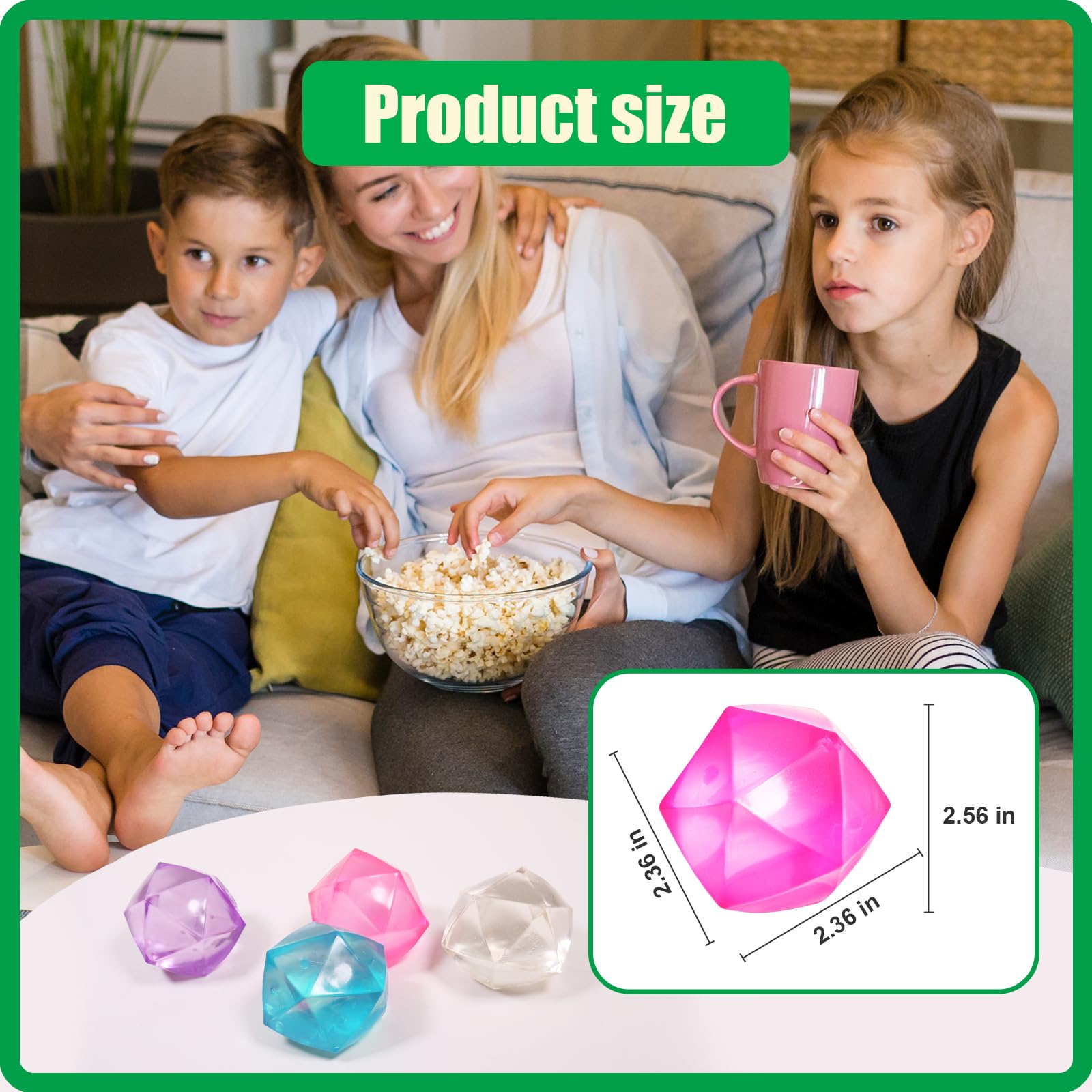 2.45 Inch White Stress Cube Squishy Ball - Diamond Malt Sugar Fidget Toy for Adults & Kids Age 3+ - Square Hand Exercise Sensory Relief - Perfect for Office, School & Anxiety Relief