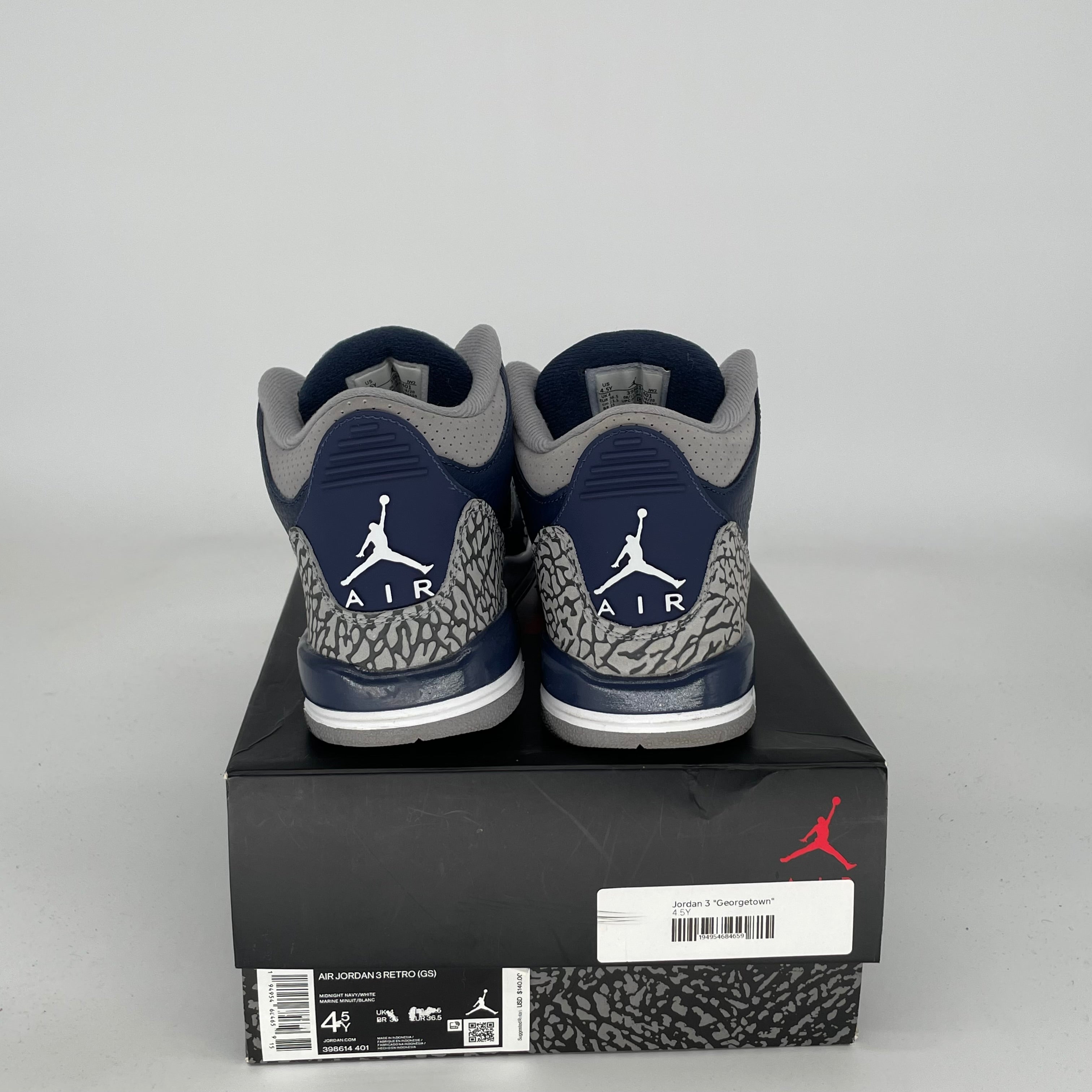 Original Air Jordan 3 Georgetown Sneakers Size 4.5Y - Style Code 398614-401 | Retro Basketball Shoes for Men & Women | Perfect for Streetwear, Gym & Casual Outfits