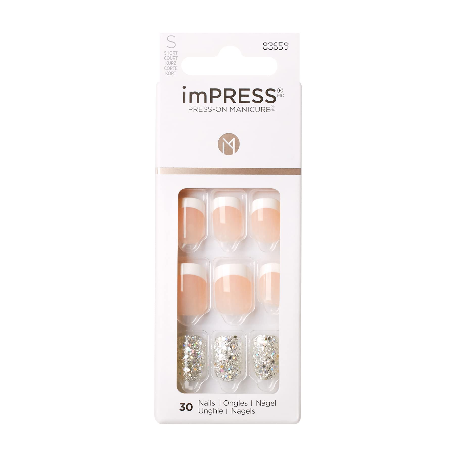 Kiss Products Broadway Nails Impress Rock It Press-On Nails - 24 Count, Short Square Fake Nails with Glue - Easy DIY Manicure for Parties, Weddings & Special Events