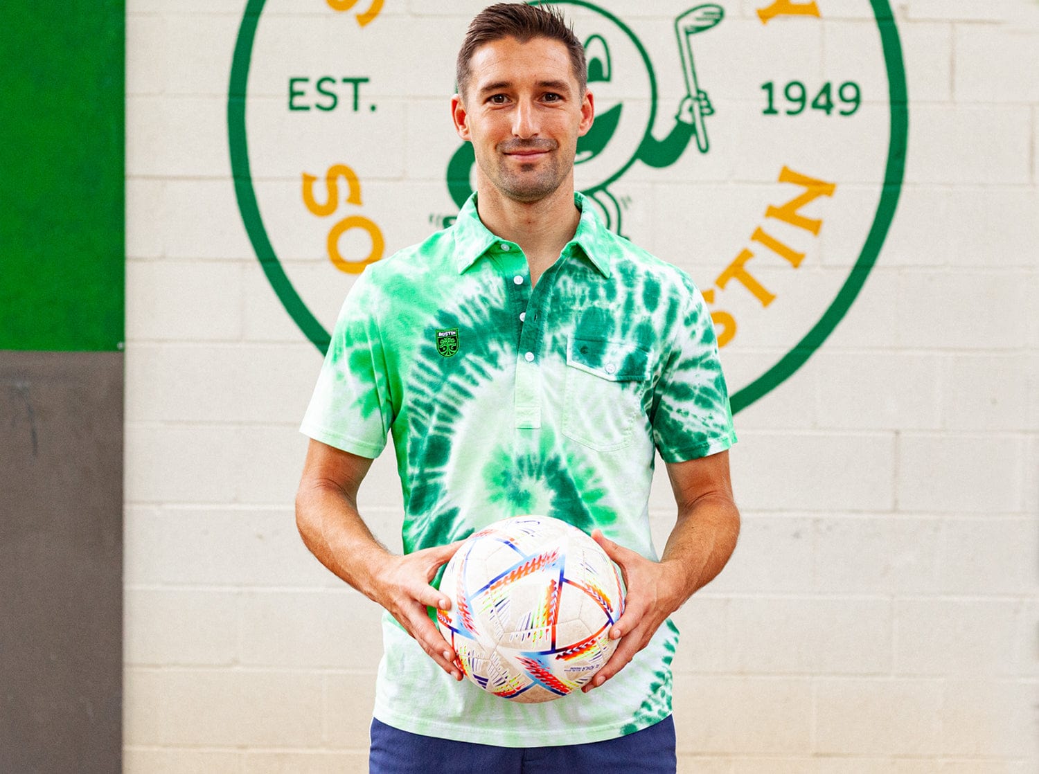 Austin FC Classic Players Shirt with Badge - Verde Tie Dye Soccer Jersey for Men | Perfect for Match Day, Fan Events & Casual Wear