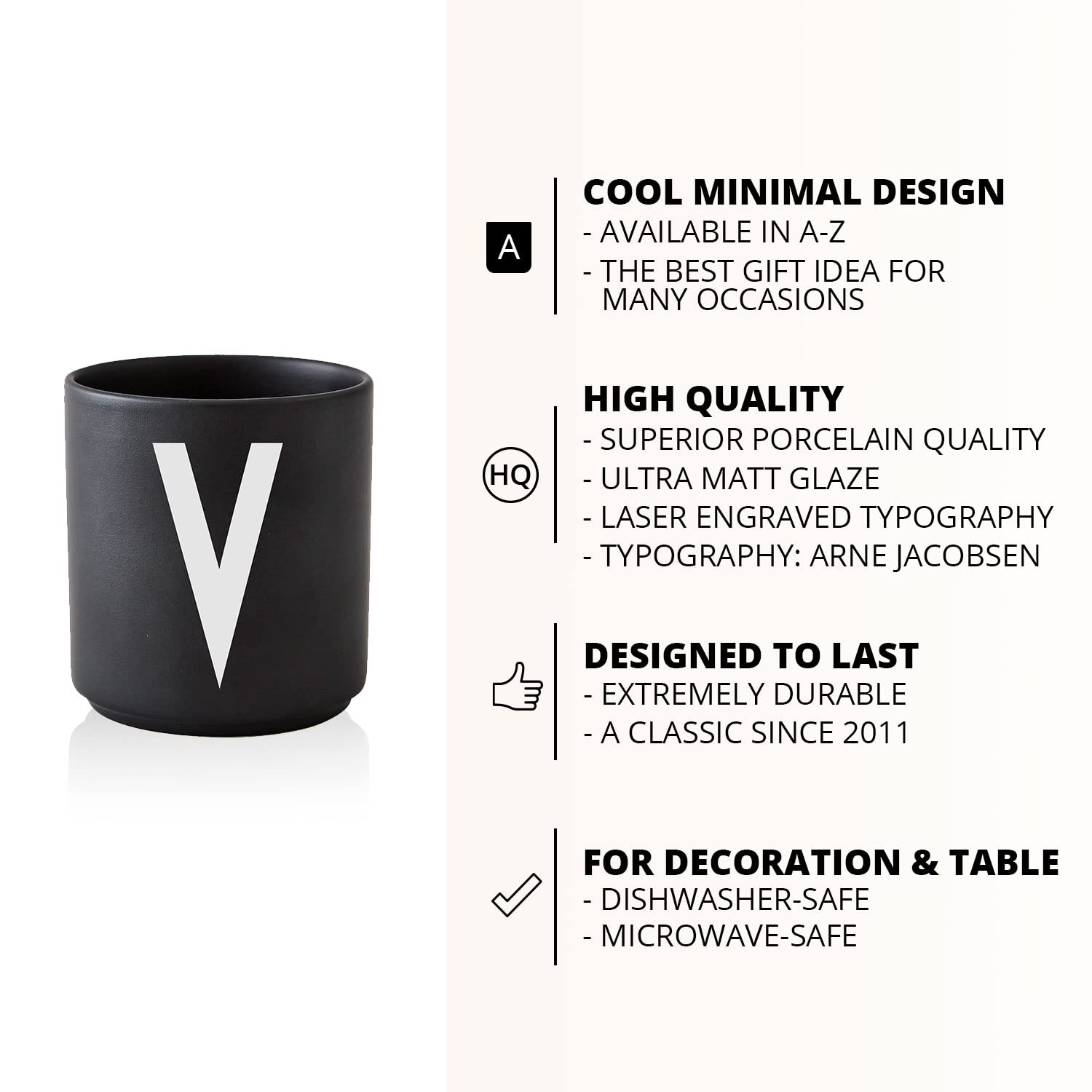 Personalized Monogram Coffee Mug with Initials A-Z | 11 oz Porcelain Black Tea Cup for Men & Women | Unique Christmas, Thanksgiving & Holiday Gifts for Her, Friends & Family | Perfect for Home, Office & Coffee Lovers