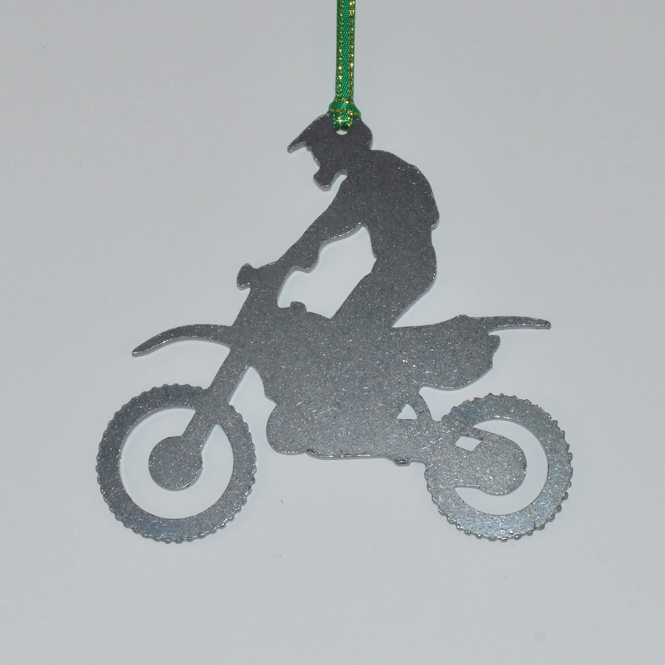 Dirt Bike with Rider Metal Ornament - Motorcycle Decor, Collectible Keepsake Gift for Bikers & Motocross Fans - Perfect for Home, Office, or Man Cave Display