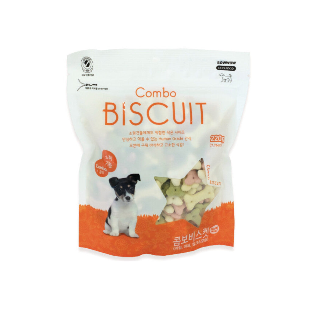 Bow Wow Dog Treats - Healthy Mixed Snacks & Biscuits for Dogs (150g, 220g, 350g) - Milk Calcium & Strawberry Flavored - Perfect for Training Rewards and Daily Treats