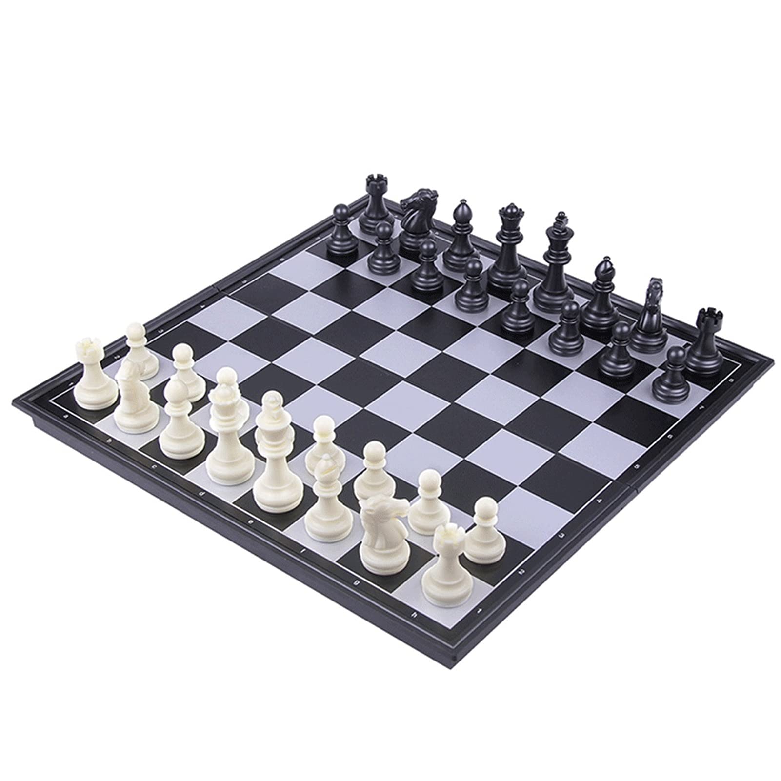 Professional 14-inch Folding Chess Set - Classic Black & White Tournament Chess Board Game | Perfect for Home, Office, Travel & Competitive Play