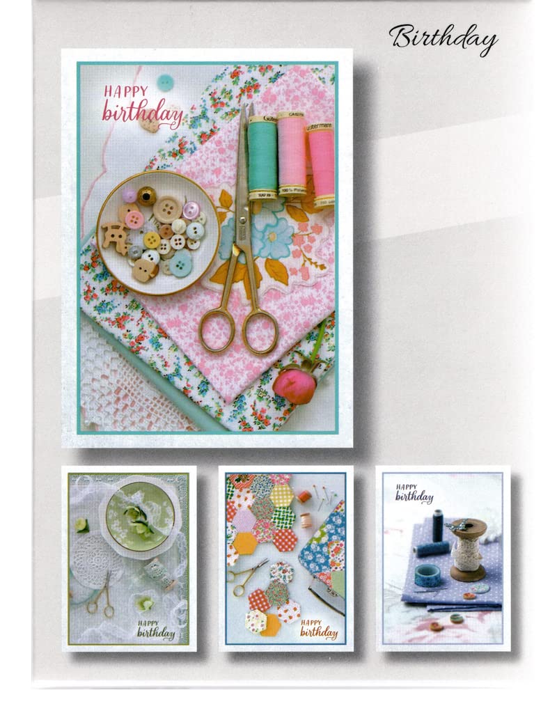 HTL Premium Birthday Greeting Cards - Box of 12 Handmade Sewn-Together Cards for Anniversaries, Thank You & Special Occasions | Perfect for Parties, Gifts & Celebrations