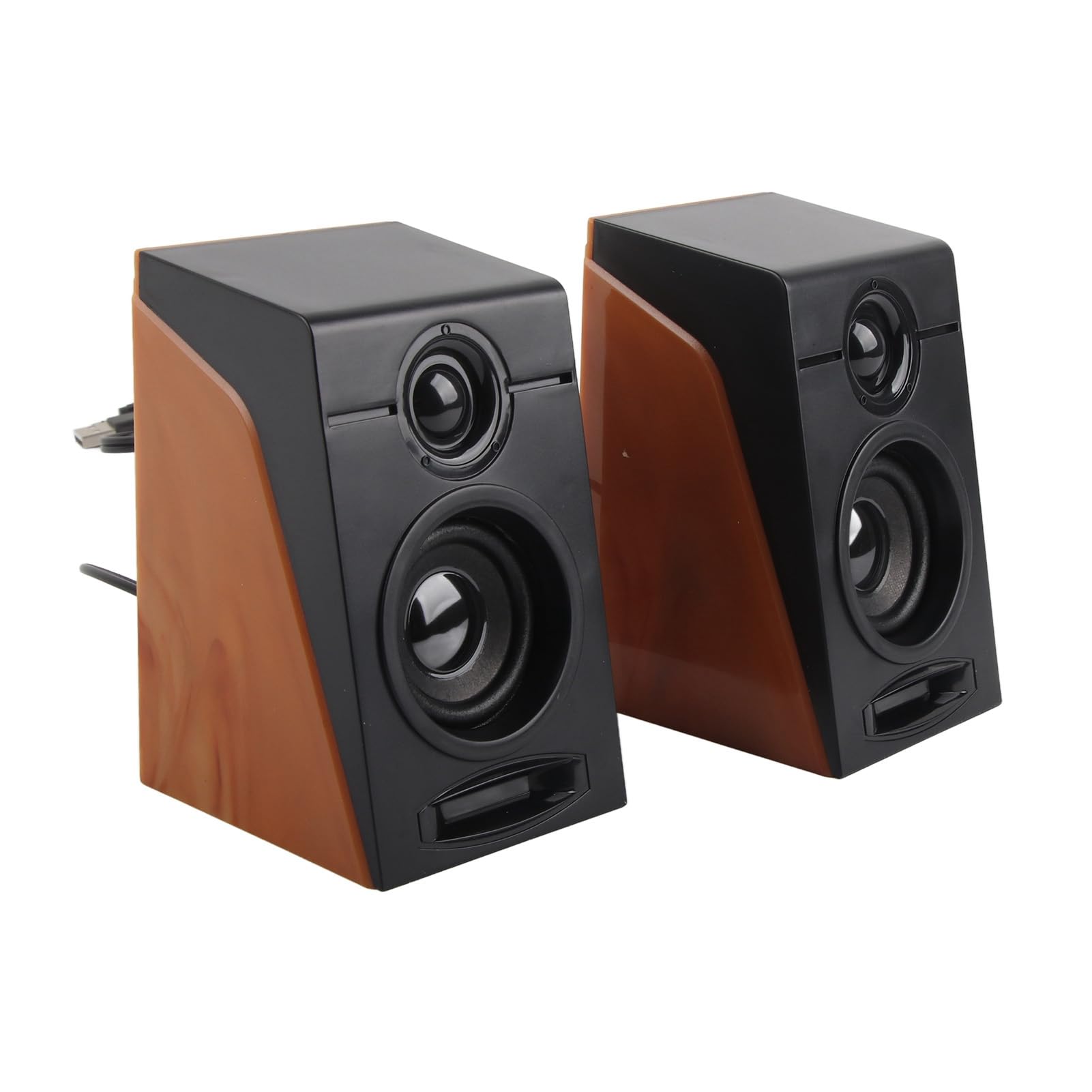 Wired HiFi Computer Speakers with Deep Bass, Wooden Design for Laptops, Phones, and TVs - Perfect for Home Office and Entertainment