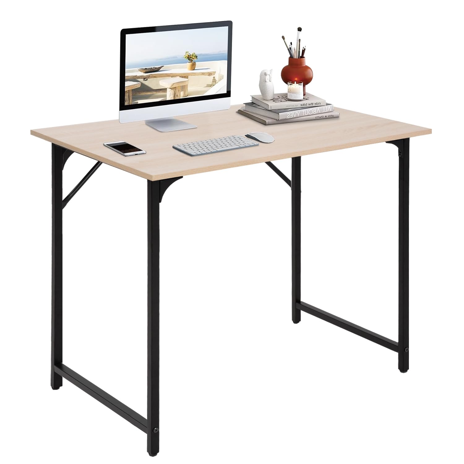 Best 32 Inch Computer Desk for Home Office - Modern Simple Design Study Writing Desk with Natural Finish - Perfect for Small Spaces, Remote Work & Online Classes
