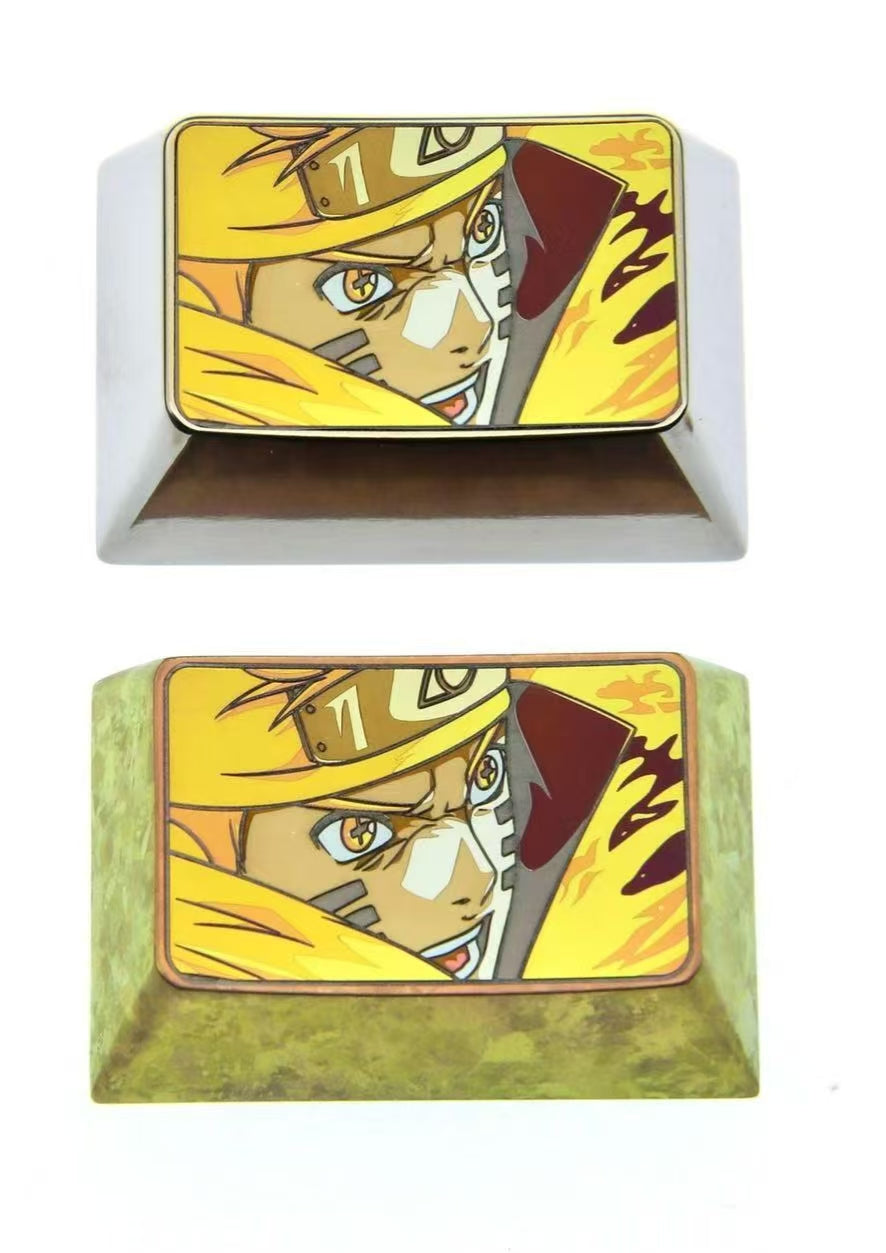 Naruto Uzumaki & Sasuke Uchiha 1.5U Titanium Alloy Anime Keycaps - Custom Metal Keycaps for Mechanical Keyboards - Perfect for Gaming & Anime-Themed Setups