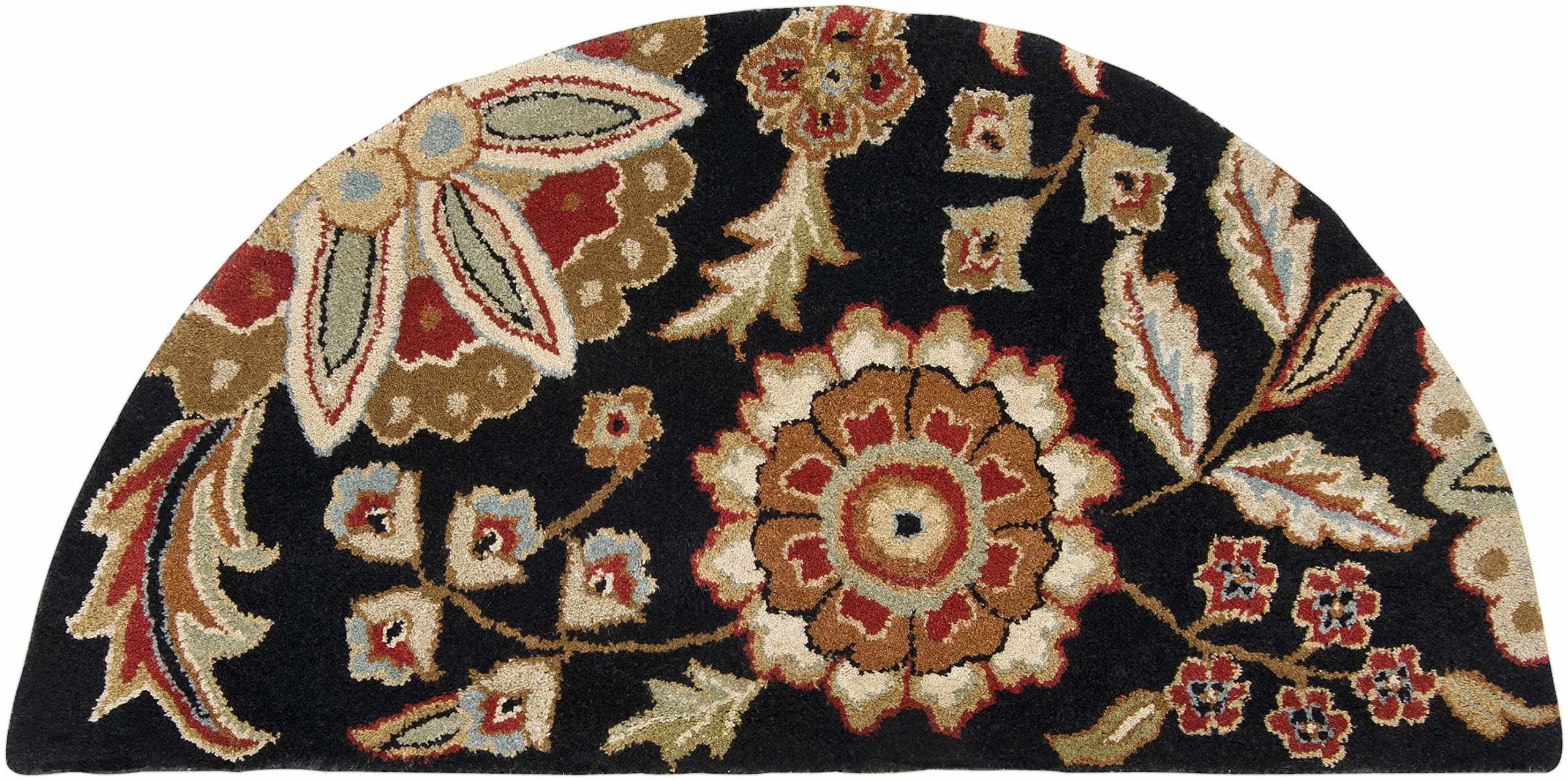 Premium Hauteloom Heated Wool Area Rug - 6' Round Transitional Rug for Living Room & Bedroom - Black, Brown, Purple - Cozy Winter Home Decor for Cold Weather Comfort