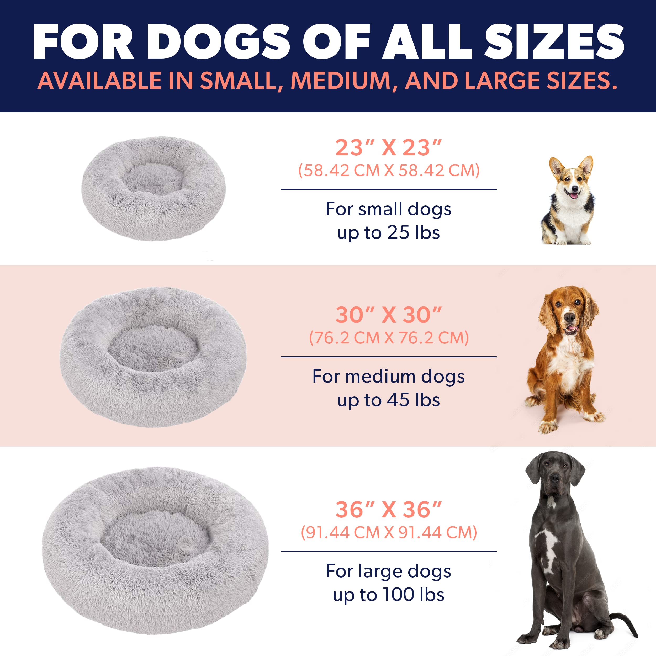 Active Pets Calming Plush Donut Dog Bed - Orthopedic Joint Support, Anxiety Relief for Dogs & Cats - Washable with Removable Cover - Large 36 Inch Beige - Perfect for Nervous Pets, Senior Dogs & Post-Surgery Recovery