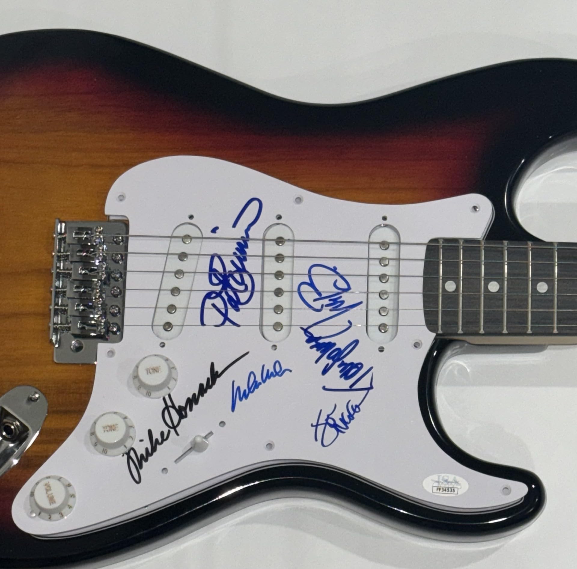 Doobie Brothers Signed Guitar by Tom Johnston, Pat Simmons, Michael McDonald & John McFee with JSA COA - Authentic Collectible for Music Fans & Memorabilia Enthusiasts - Perfect for Display in Home, Studio or Music Room