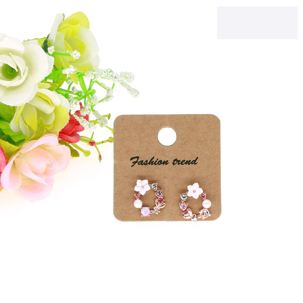AKOAK 100-Piece Kraft Paper Earring Cards - 4x4cm Rectangular Jewelry Display Holders for DIY Earring Packaging & Accessories (Brown) - Perfect for Handmade Jewelry, Craft Shows & Boutique Retail Displays