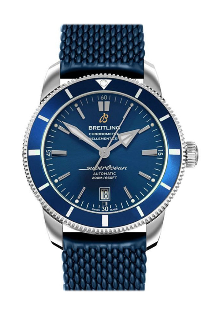 Breitling Superocean Heritage 2 Men's Luxury Dive Watch - 42mm Blue Dial with Rubber Strap, Waterproof 200m - Perfect for Scuba Diving & Water Sports