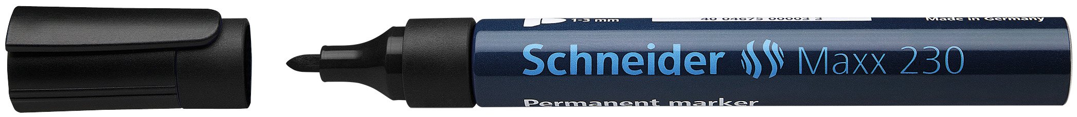 Schneider 230 Permanent Marker Pens - 1-3mm Fine Tip, Refillable Aluminum Body, Black Ink (Pack of 10) - Ideal for Office, Warehouse, Industrial Labeling & DIY Projects