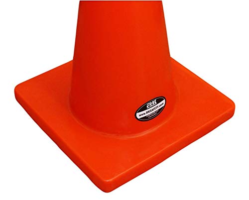 18 Inch PVC Traffic Safety Cones with 6 Inch Reflective Strips - Bright Orange with Orange Base - Set of 36 Cones for Road Construction, Parking Control & Event Safety