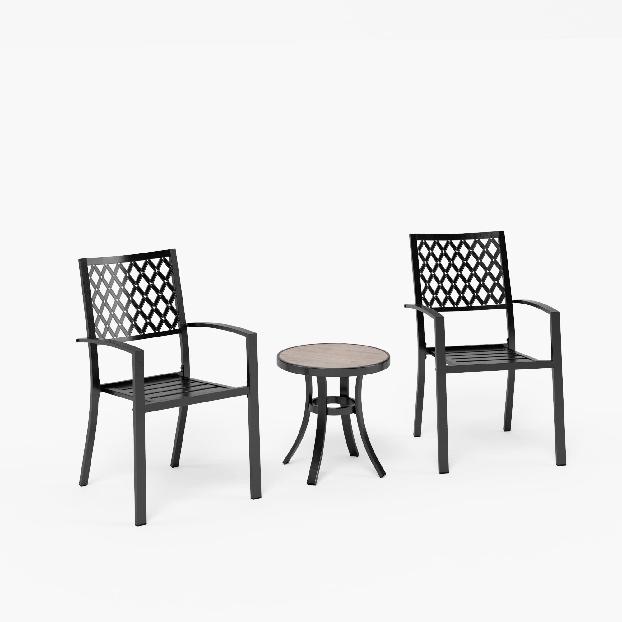 Sophia & William 3-Piece Patio Bistro Set - 2 Stackable Metal Chairs & Round Side Table - Outdoor Furniture for Backyard, Balcony, Garden & Indoor Use - Perfect for Relaxing, Dining & Entertaining