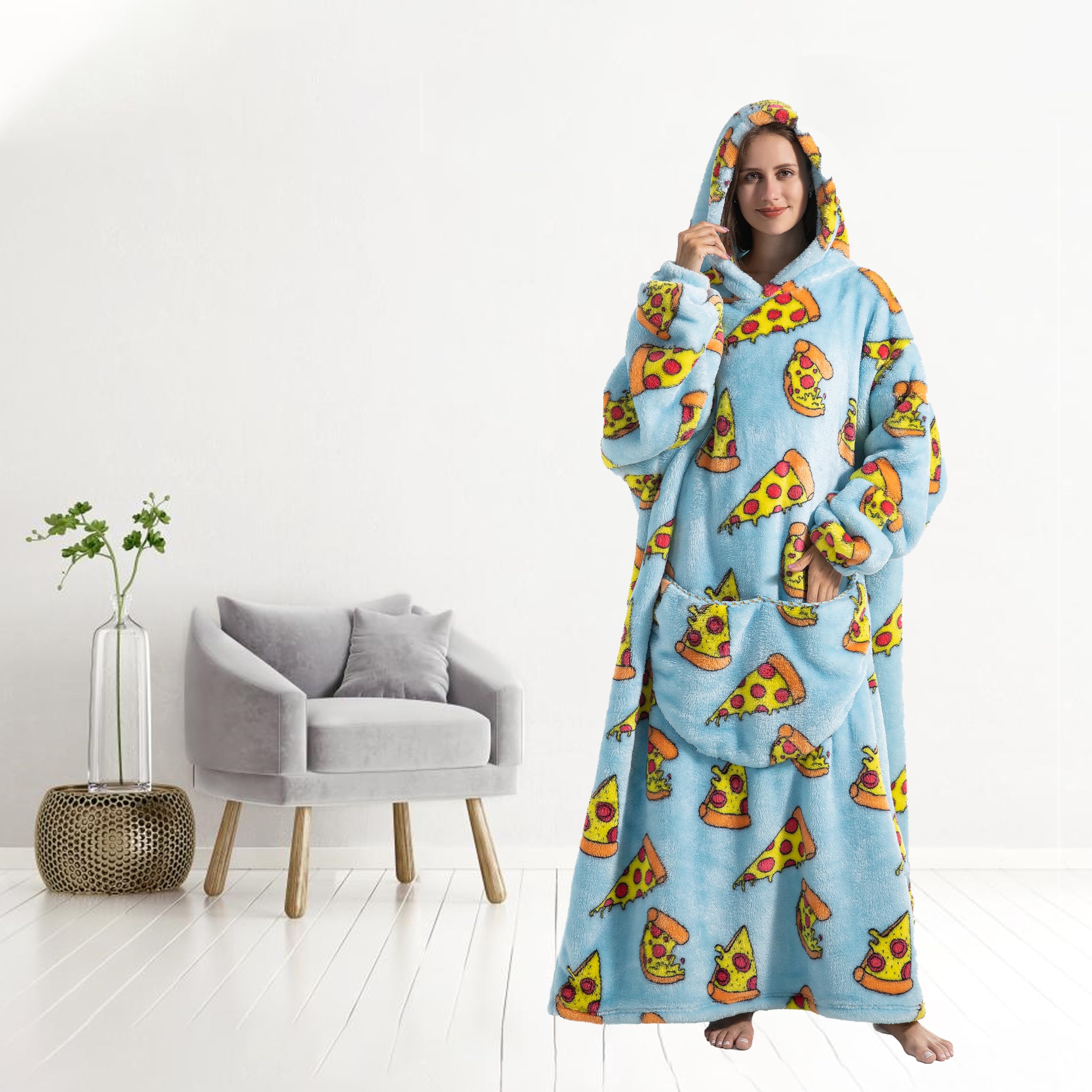 Cozy Wearable Blanket Hoodie for Women & Men - Soft Fleece Hooded Sweatshirt with Pockets, Perfect Birthday Gift for Her/Him | Great for Lounging, Camping & Cold Weather Comfort