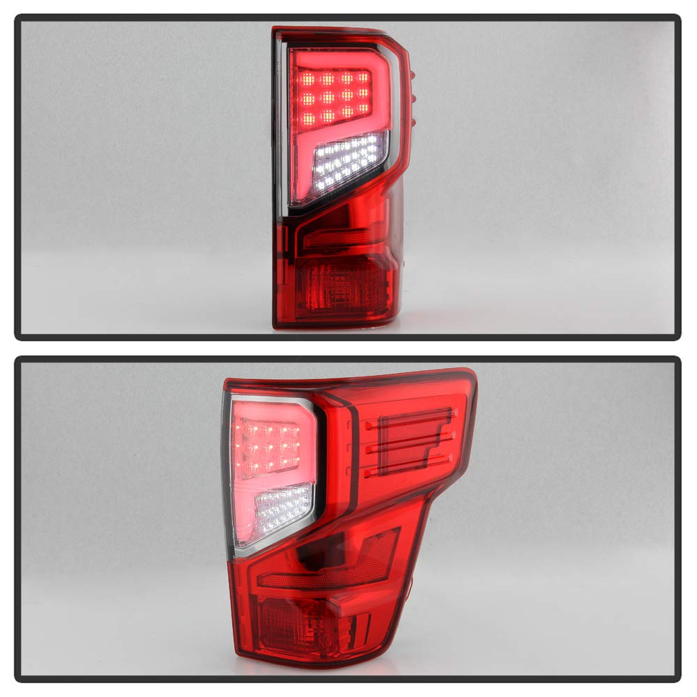 ACANII LED Tail Lights Brake Lamps Assembly Pair for 2016-2021 Nissan Titan & Titan XD - Red Clear Tube Style (Left+Right) - Upgrade Your Truck's Rear Lighting for Better Visibility & Style