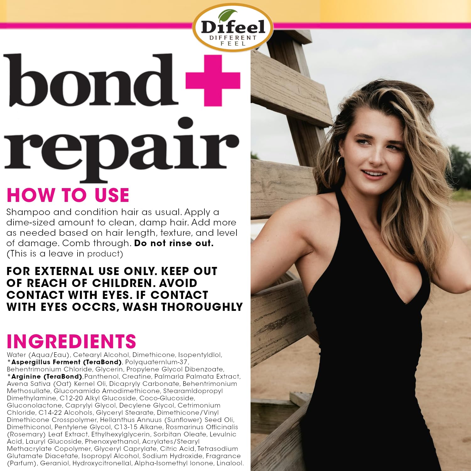 Difeel Bond & Repair Leave-In Hair Treatment for Severely Damaged Hair - 2.5 oz Deep Bond Hair Repair Treatment with Bond Rebuilder | For Dry, Brittle, Chemically Treated & Heat Styled Hair