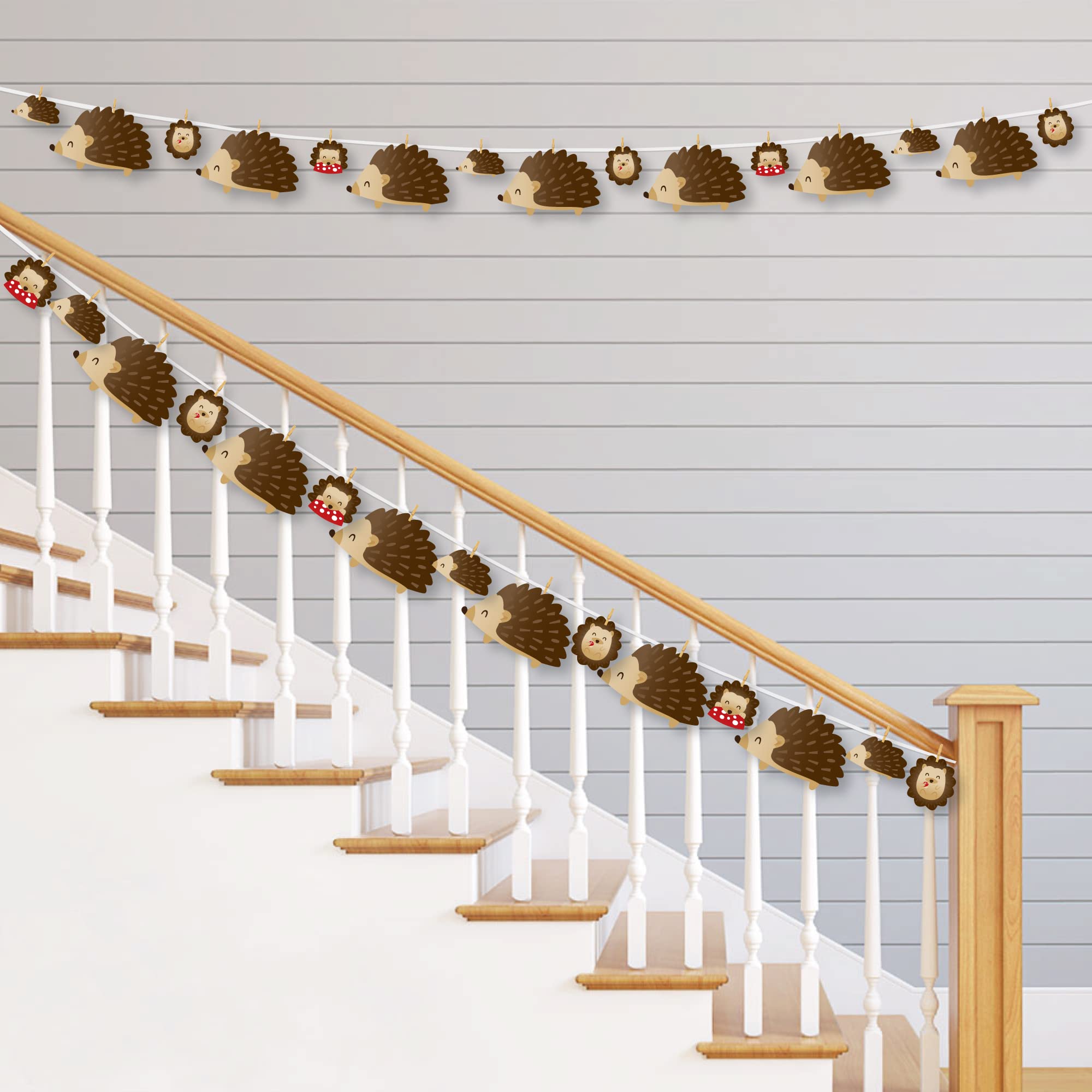 Big Dot of Happiness Forest Hedgehogs Woodland Party Decorations - 44-Piece DIY Clothespin Garland Banner for Baby Showers, Birthday Parties & Nursery Decor