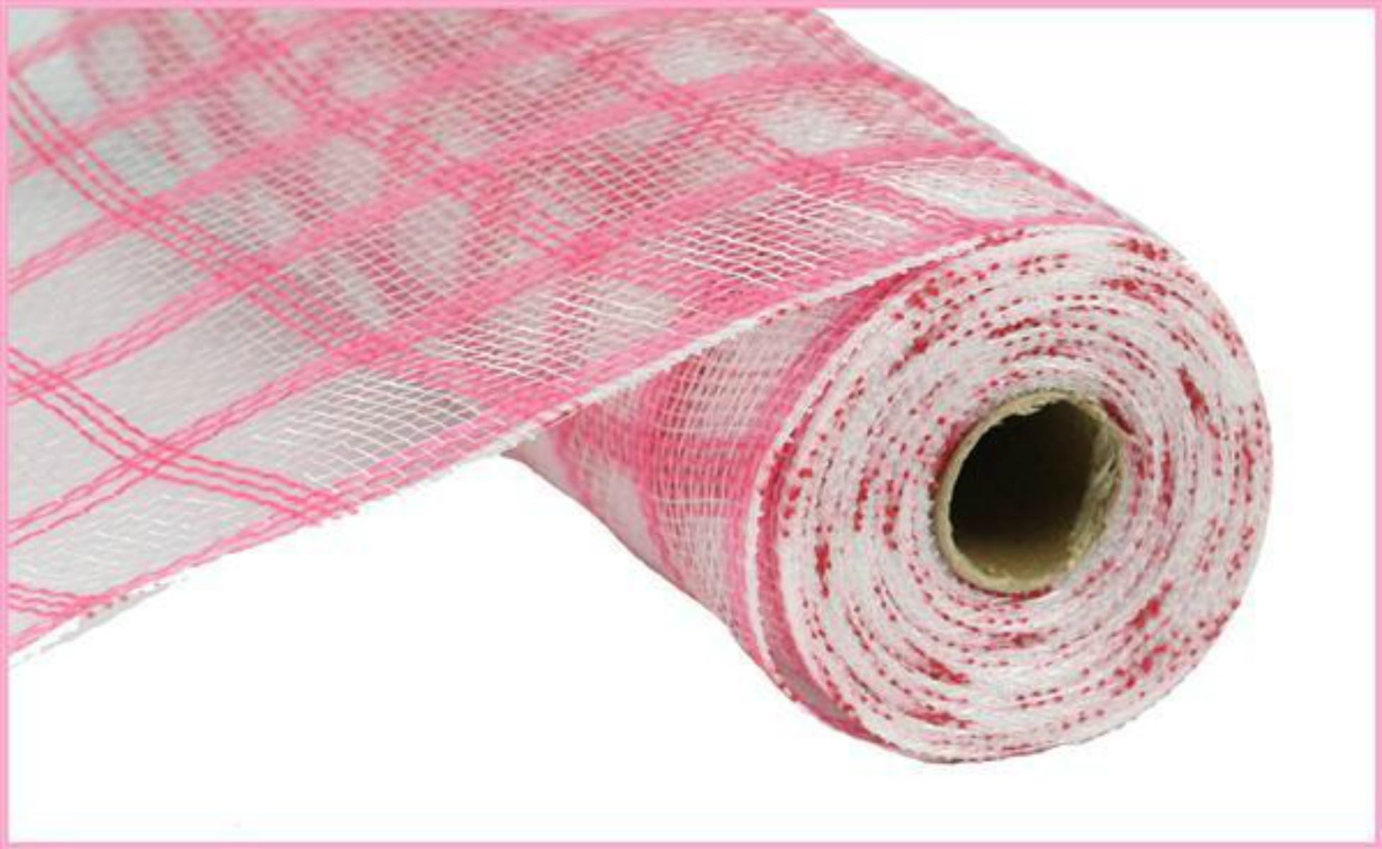 Faux Jute Plaid Check Decorative Poly Mesh Ribbon - 10.5
