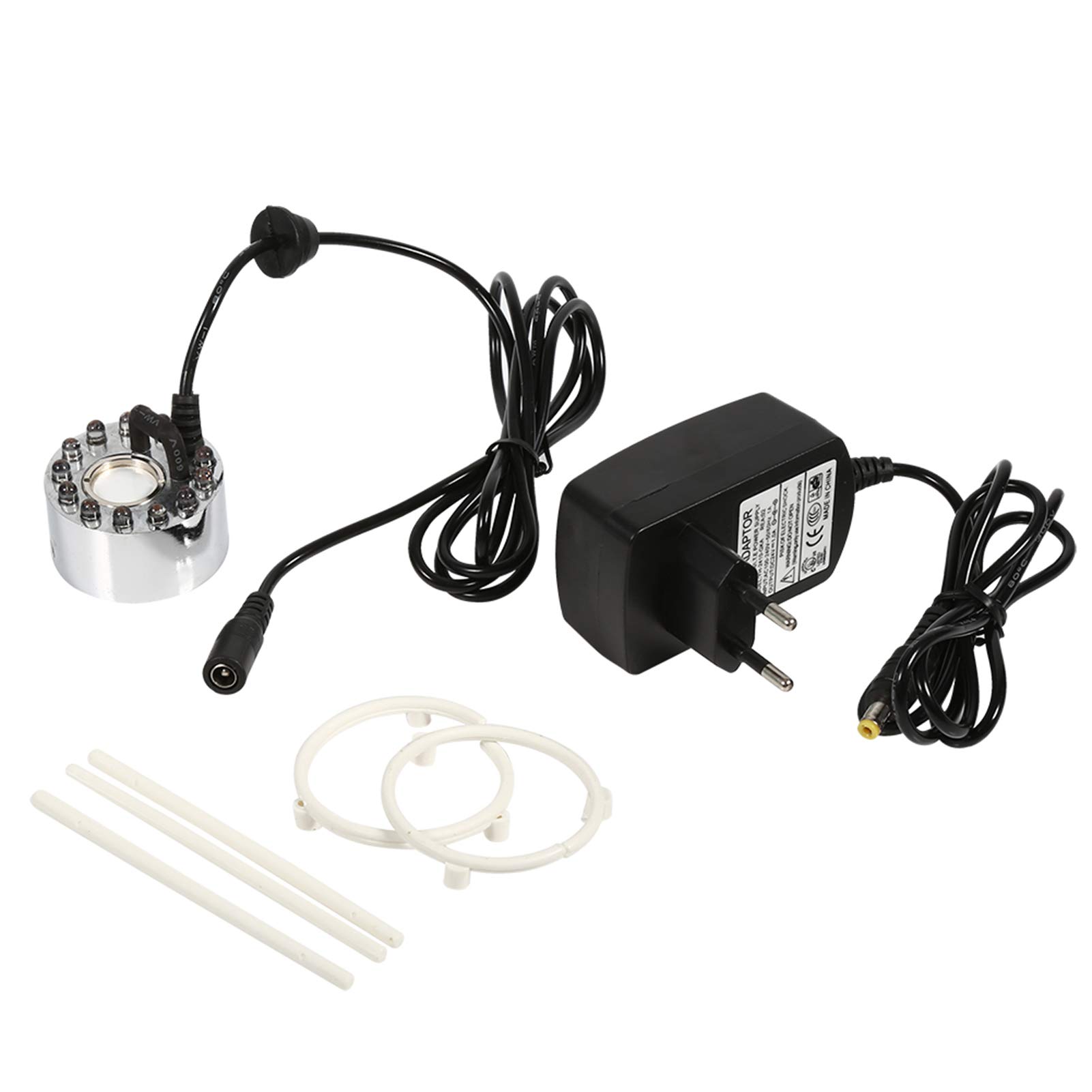 12 LED Mist Maker with Fog Machine Atomizer - Water Pond Fountain Fogger, Mini Air Humidifier for Indoor Fountains, Fish Tanks & Rockeries | Perfect for Home Decor, Aquariums, and Water Features (Adapter Not Included)