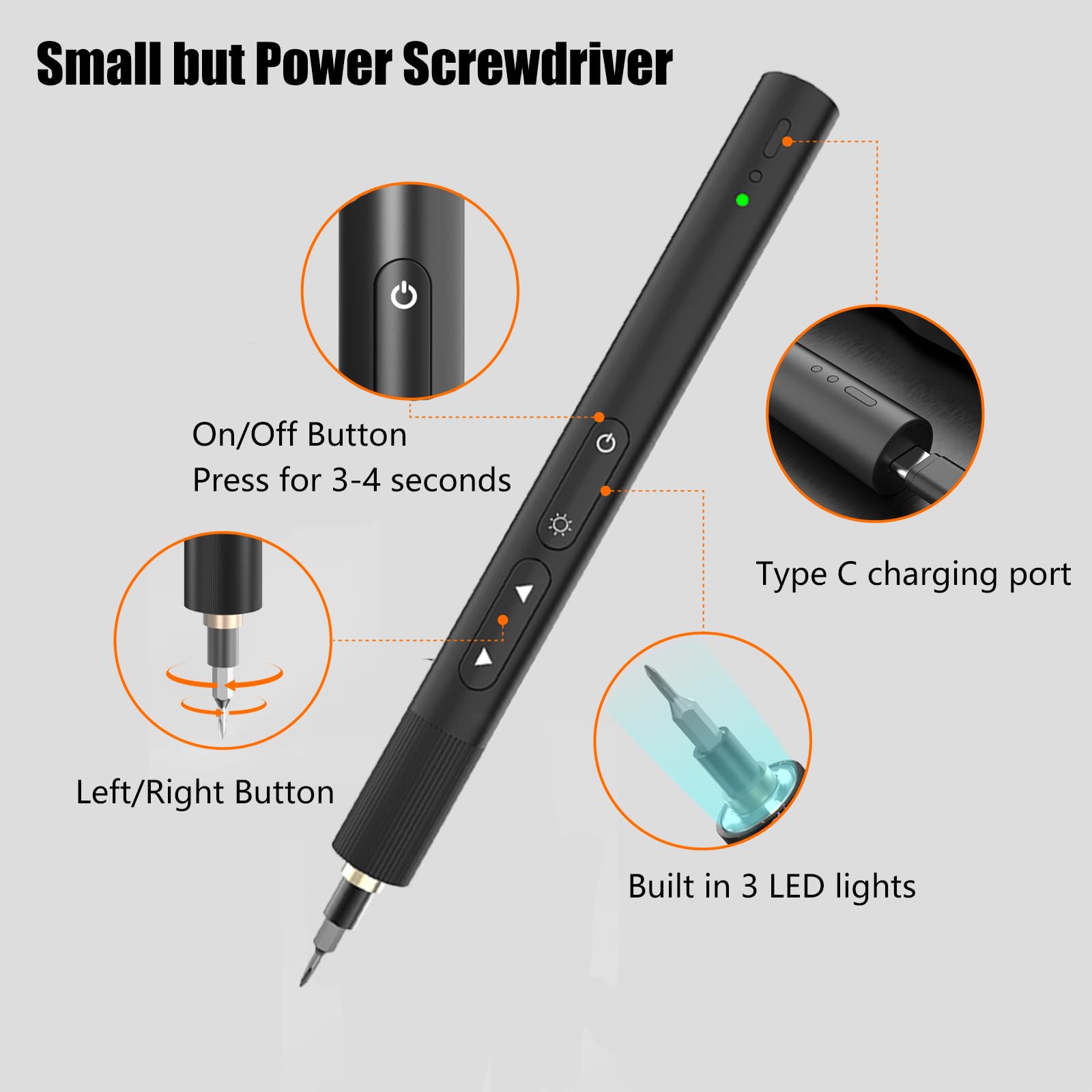 47 in 1 Mini Electric Screwdriver Kit - Cordless Precision Power Screwdriver Set with 40 Bits for Camera, Laptop, Phone, Watch & Electronics Repair - Portable Black Electric Screwdriver for DIY & Home Use