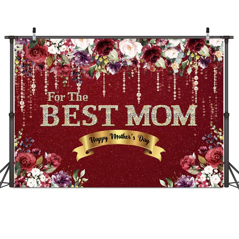 7x5ft Happy Mother's Day Floral Backdrop - Best Mom Party Decoration for Mother's Day Celebrations, Photo Booths & Family Gatherings