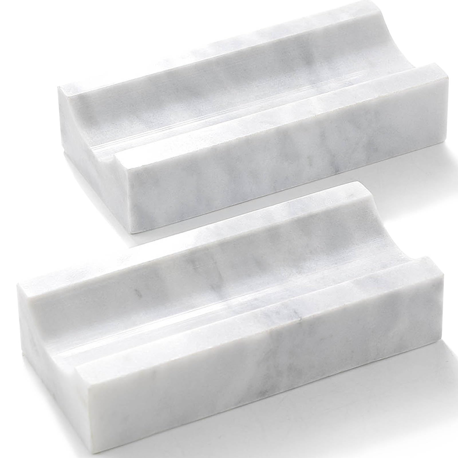 Premium Marble Rolling Pin Holder & Kitchen Utensil Organizer - Set of 2 (White & Grey) - Perfect for Storing Rolling Pins, Pizza Cutters, Spoons, Knives & Forks - Ideal for Baking, Cooking & Kitchen Organization