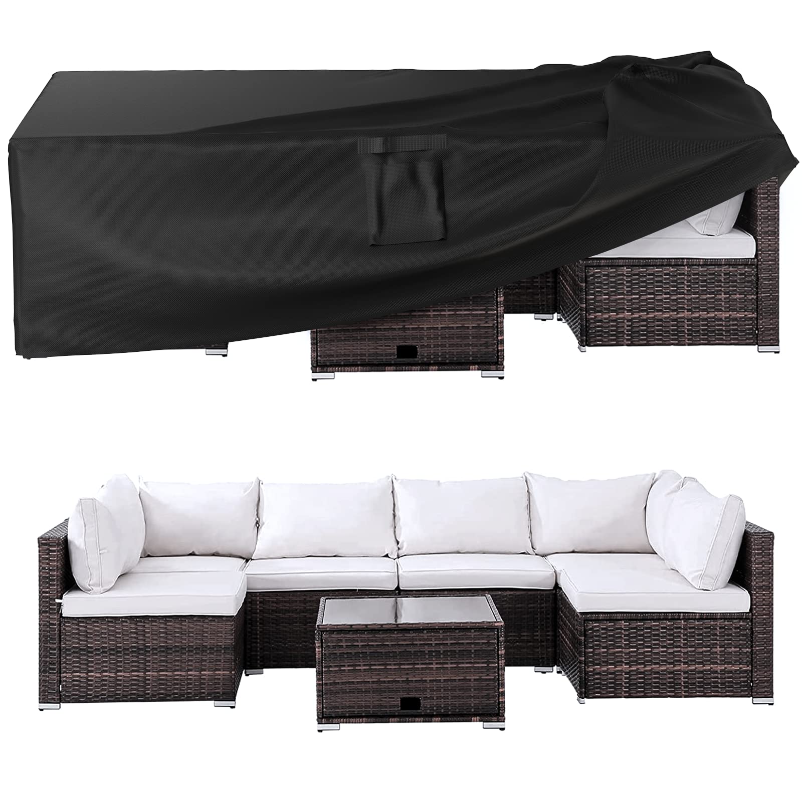 Heavy Duty 600D Waterproof Patio Furniture Covers - Outdoor Table and Chair Protectors (108