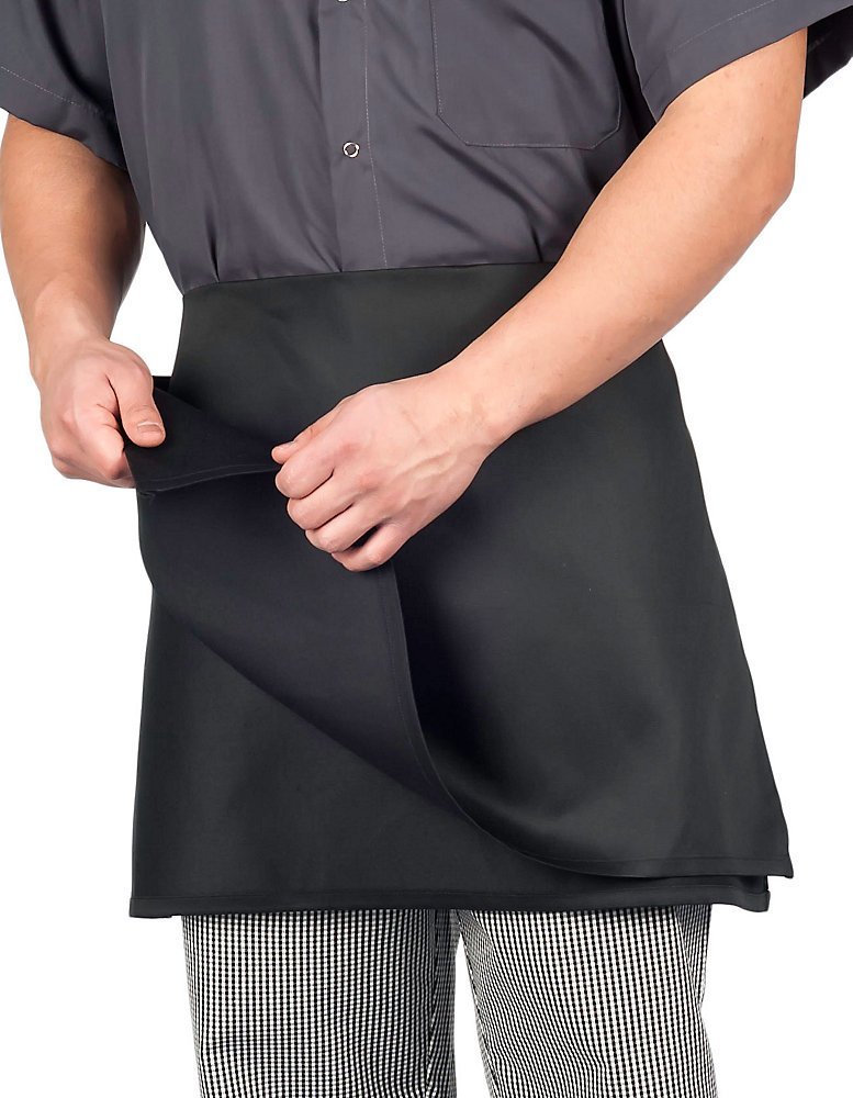 KNG Black 4-Way Waist Apron - Durable Adjustable Work Apron for Chefs, Bartenders & Servers - Perfect for Cooking, Serving & Cleaning