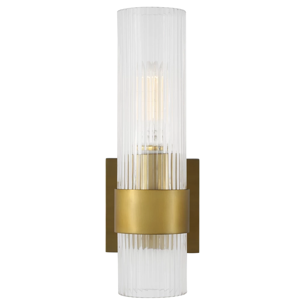 Eleanor Fluted Wall Sconce - Modern Brass Finish Lighting Fixture for Bedroom, Living Room & Hallway Decor