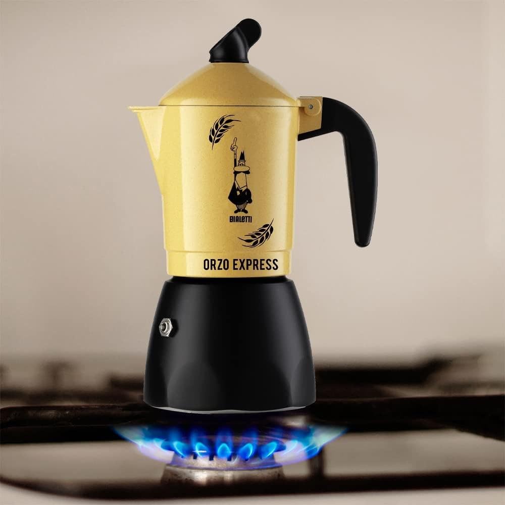 Bialetti Orzo Express 4 Cups Stovetop Barley Coffee Maker - Perfect for Home, Office & Camping Brewing