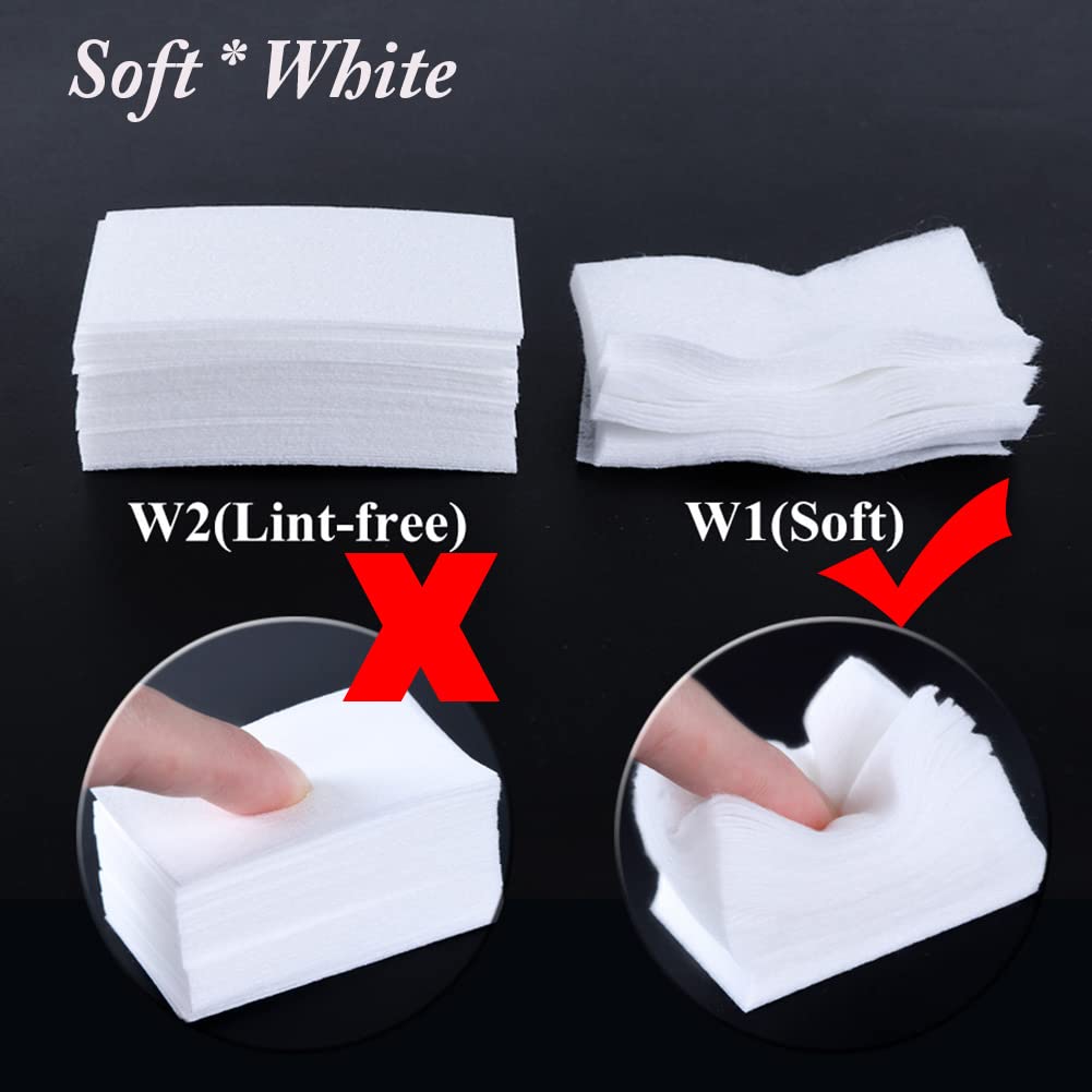 AKOAK 450 Pcs Nonwoven Nail Polish Remover Pads - Natural Cotton Fiber for Manicure & Eyelash Extensions