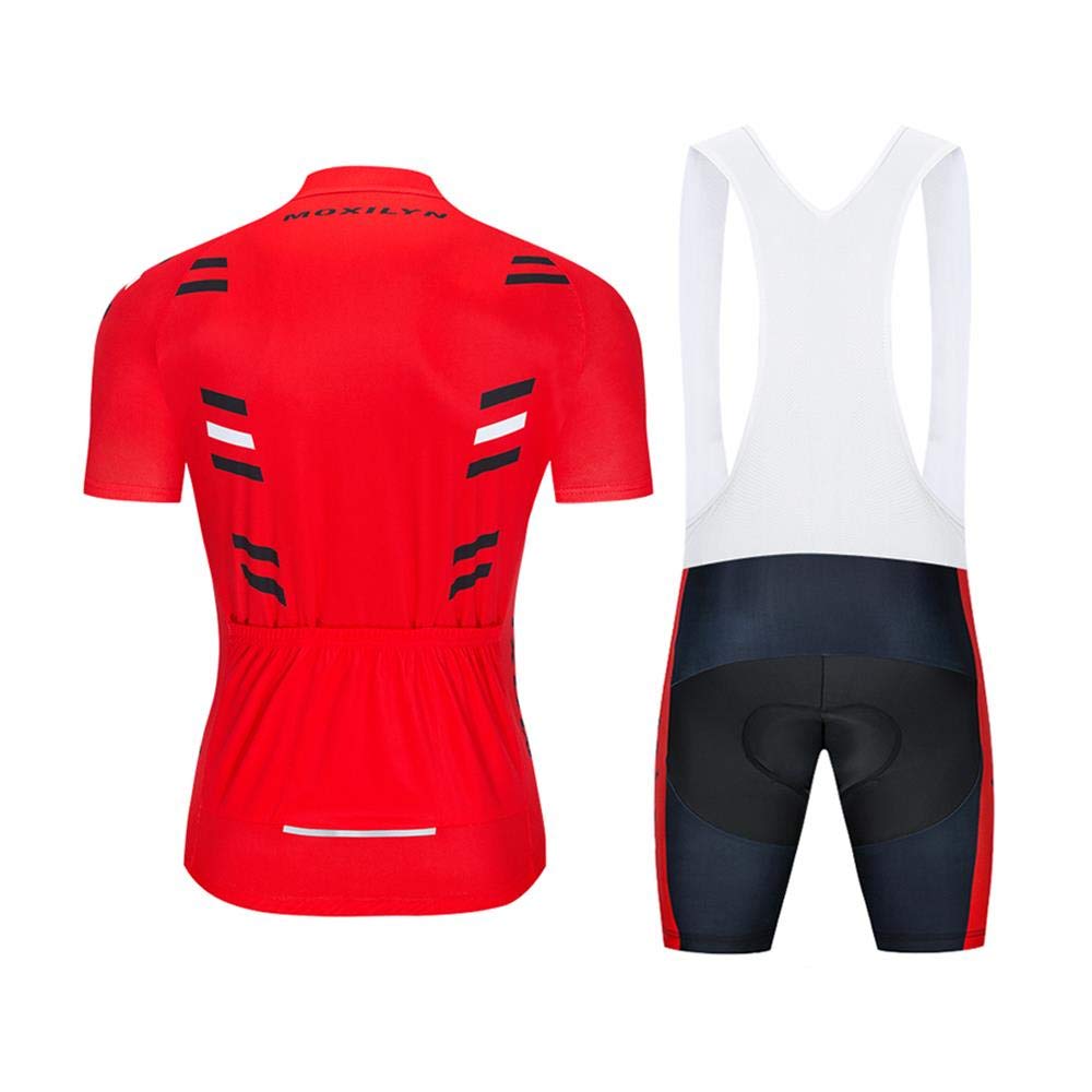 MOXILYN Men's Cycling Jersey & Bib Shorts Set - Breathable Short Sleeve Mountain Bike Shirt with 20D Gel Padded Chamois for MTB Road Biking - Perfect for Training, Racing & Outdoor Cycling Adventures