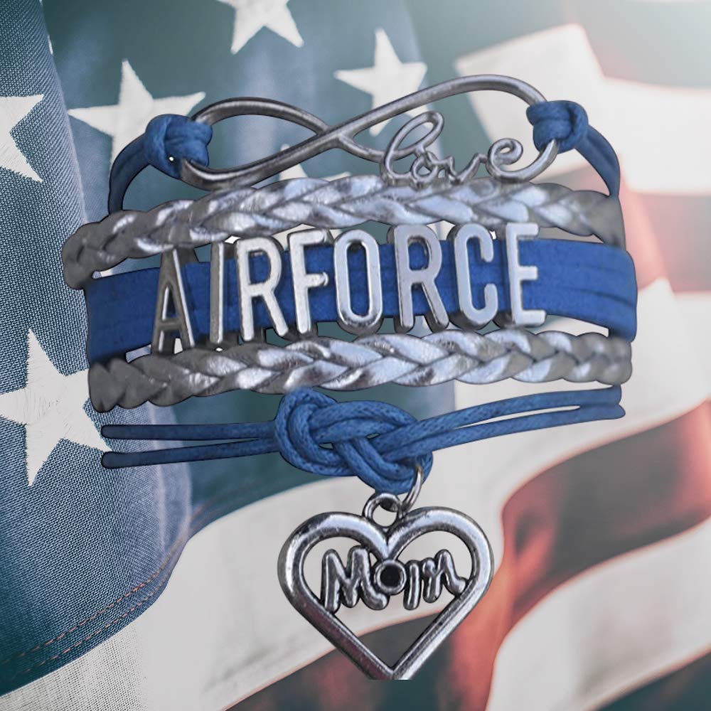 Infinity Collection Air Force Bracelet - Proud Air Force Mom Charm Bracelet - Military Mom Gift - Perfect for Mother's Day, Birthday & Military Appreciation - Jewelry for Air Force Wives & Mothers